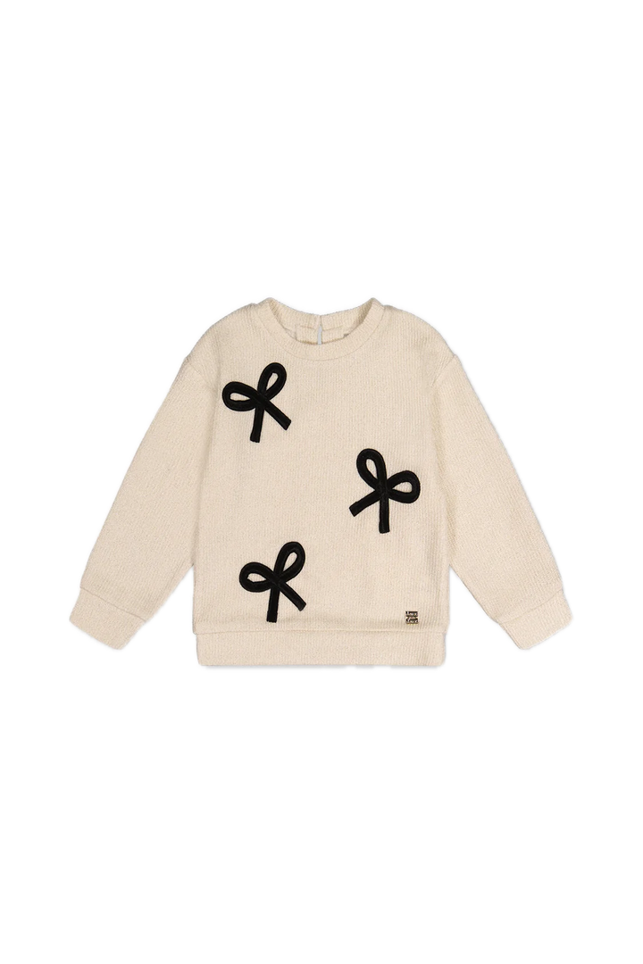 Deux Par Deux Sweatshirt With Bows - Beige/Black