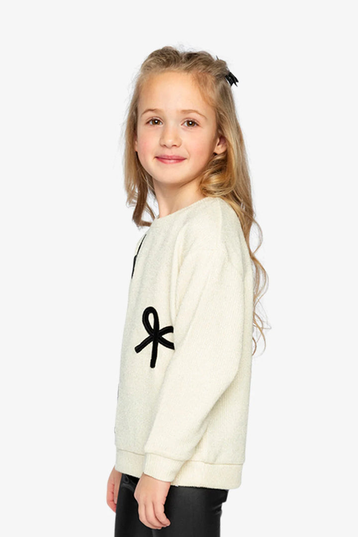 Deux Par Deux Sweatshirt With Bows - Beige/Black