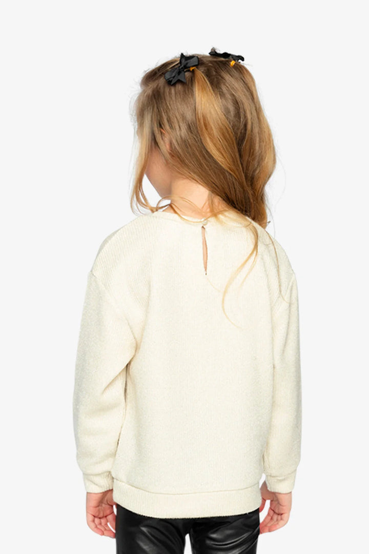 Deux Par Deux Sweatshirt With Bows - Beige/Black