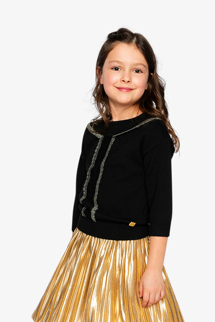 Deux Par Deux Knit Sweater - Black/Gold
