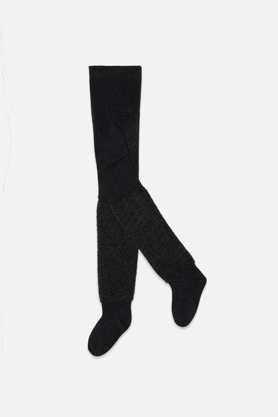 Deux Par Deux Knit Textured Fur Tights - Black