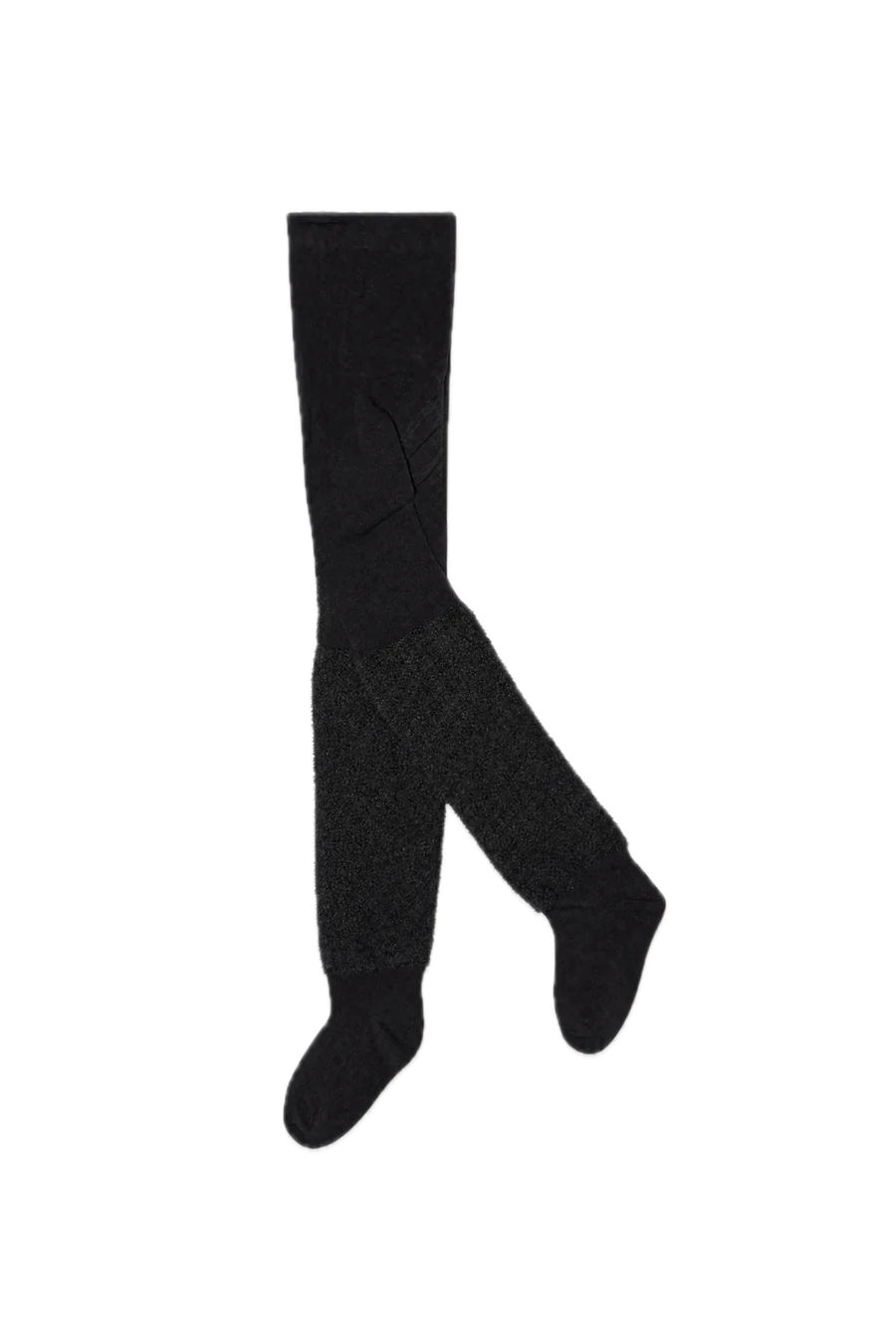 Deux Par Deux Knit Textured Fur Tights - Black