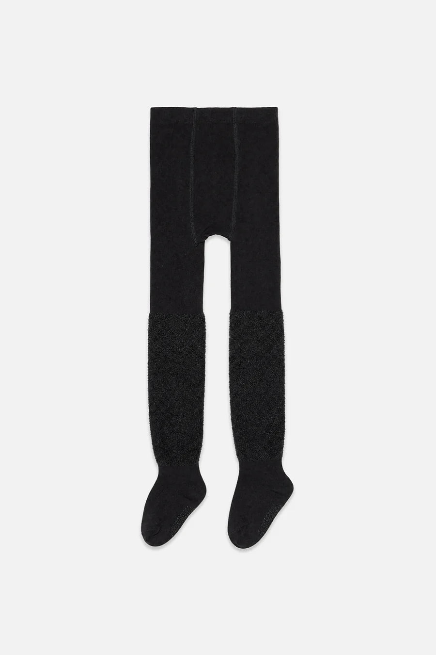 Deux Par Deux Knit Textured Fur Tights - Black