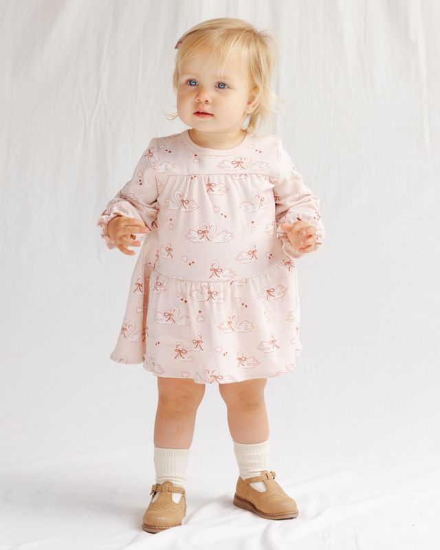 Quincy Mae Tiered Jersey Dress - Swans