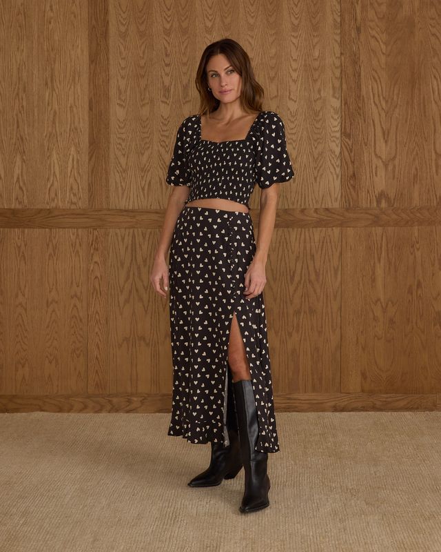 Rylee + Cru Women's Button Slit Skirt - Hearts