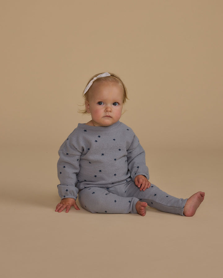 Rylee + Cru Spongey Knit Set - Blue Stars