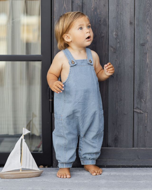 Rylee + Cru Cargo Baby Overall - Washed Blue
