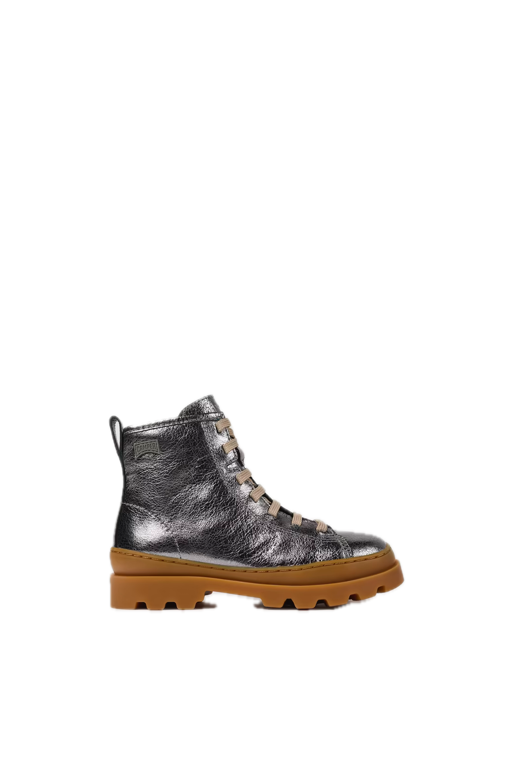 Camper Brutas Silver Leather Ankle Boot