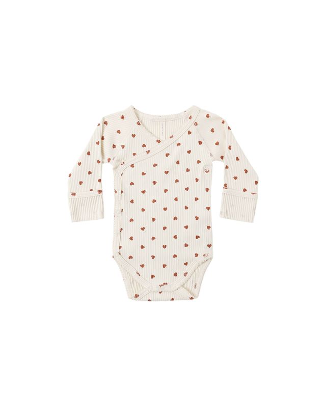 Quincy Mae Side Snap Bodysuit - Red Hearts