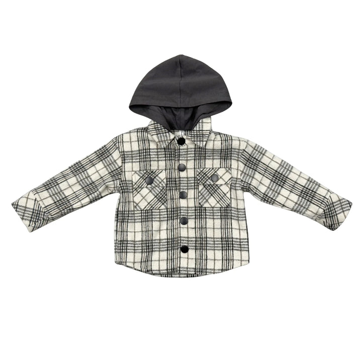 Babysprouts Hooded Shacket - Granite Plaid