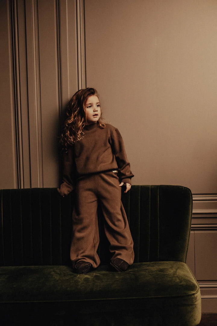 Baje Studio Maggia Knit Wide Leg Pants - Brown Cacao