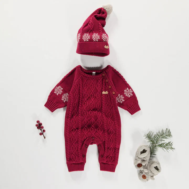 Souris Mini Red Sweater Knit Romper