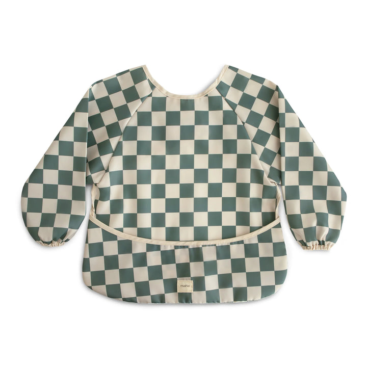 Mushie Long Sleeve Bib - Olive Check