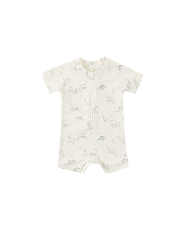 Quincy Mae Zip Rashguard One-Piece - Dinosaur