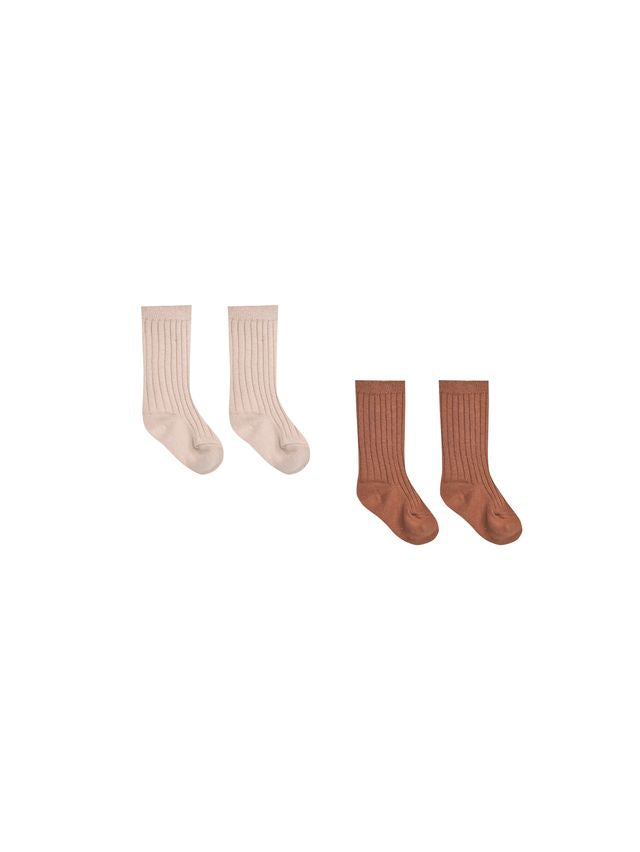 Quincy Mae Sock Set - Blush/Poppy