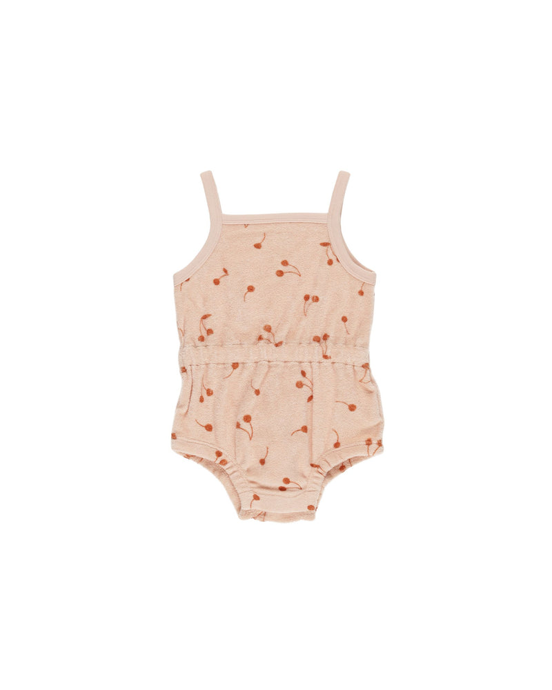 Quincy Mae Terry Cinch Romper - Cherries