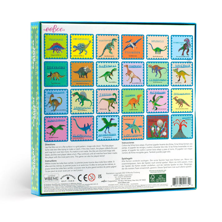 Eeboo Shiny Dinosaur Memory & Matching Game