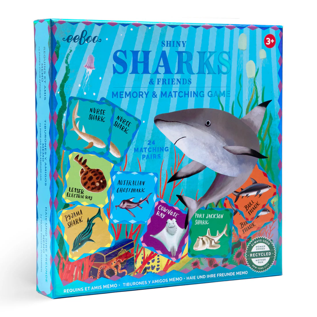 eeBoo Shiny Sharks & Friends Memory & Matching Game – Hopscotch Kids