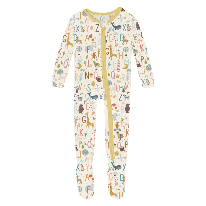 Kickeepants 2 Way Zipper Footie - Animal Alphabet