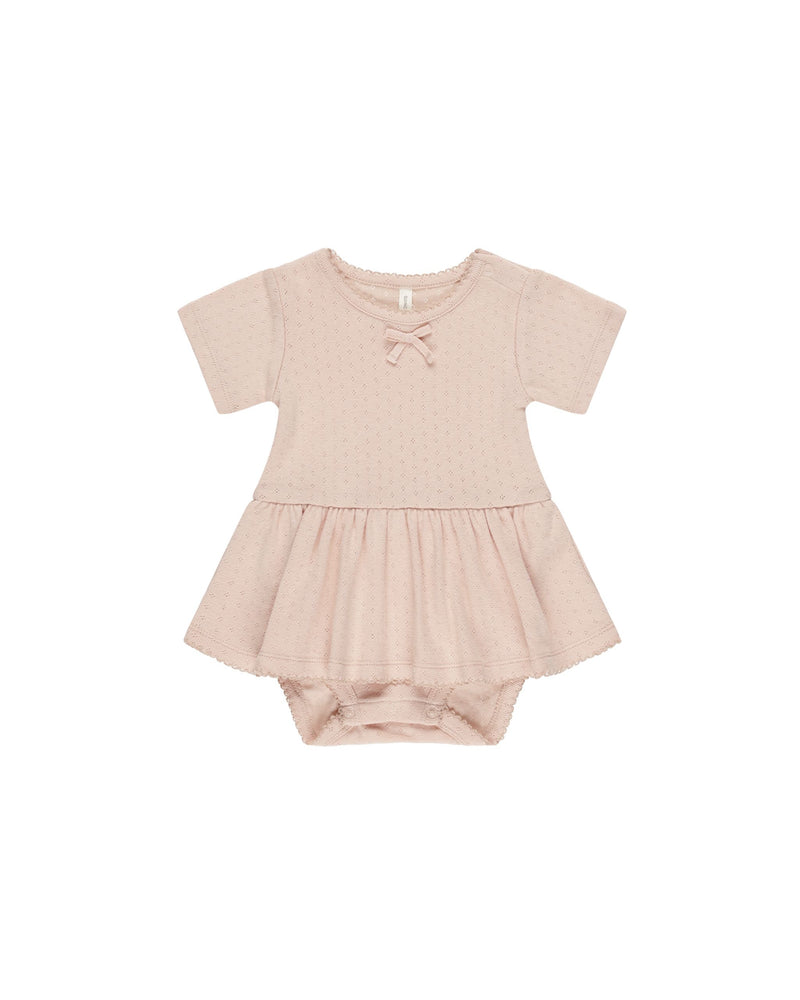 Quincy Mae Pointelle Skirted Bodysuit - Melon