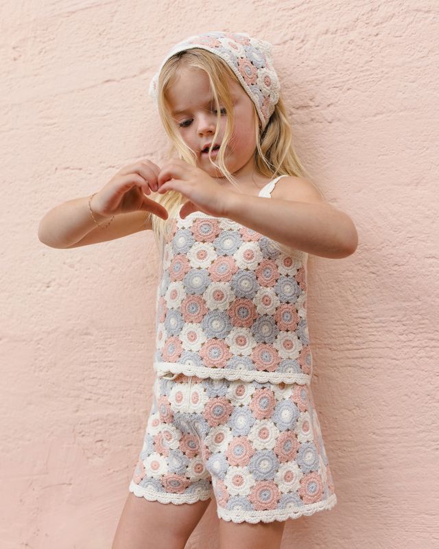 Rylee + Cru Lili Knit Set - Blue, Light Pink, Ivory