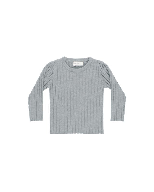 Rylee + Cru Long Sleeve Knit Top - Dusty Blue