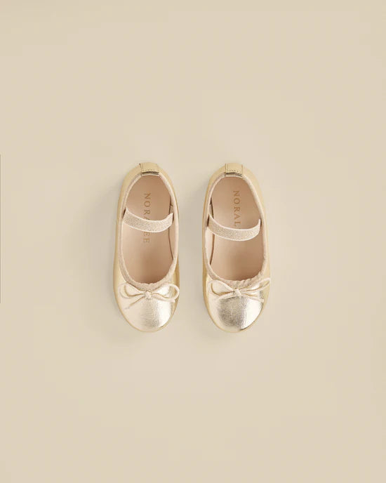 Noralee Ballet Flats - Metallic Ecru