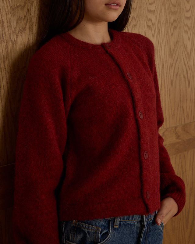 Rylee + Cru Teen Fuzzy Cardigan - Ruby