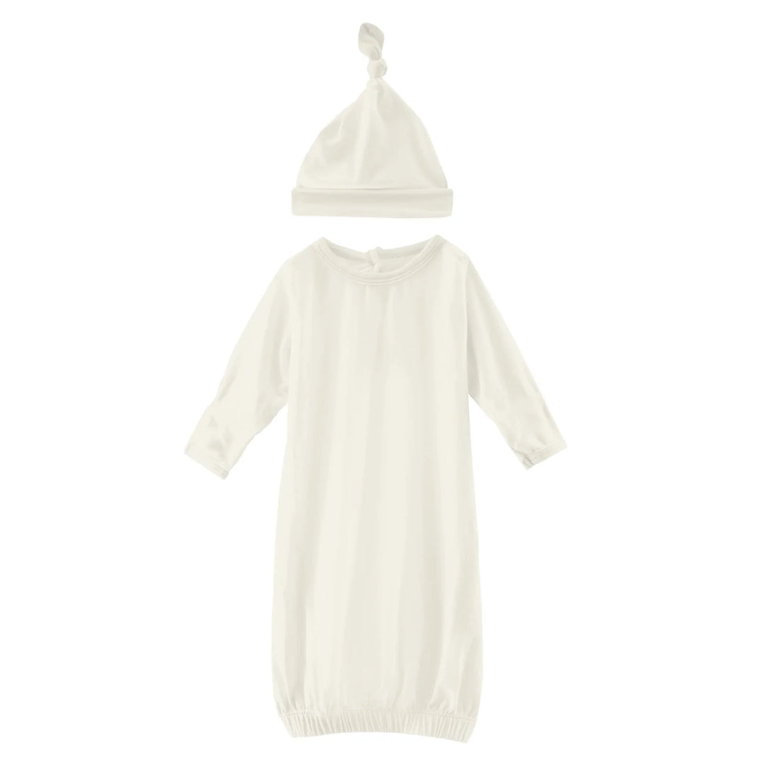 Kickee Pants Layette Gown & Single Knot Hat Set