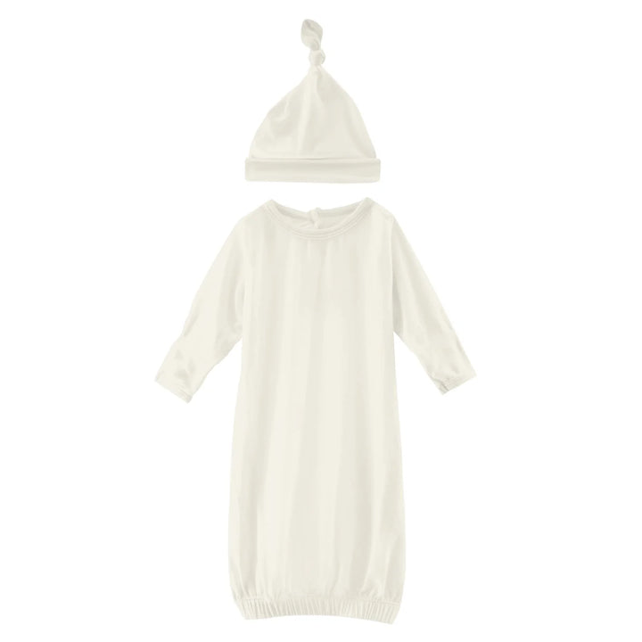 Kickee Pants Layette Gown & Single Knot Hat Set