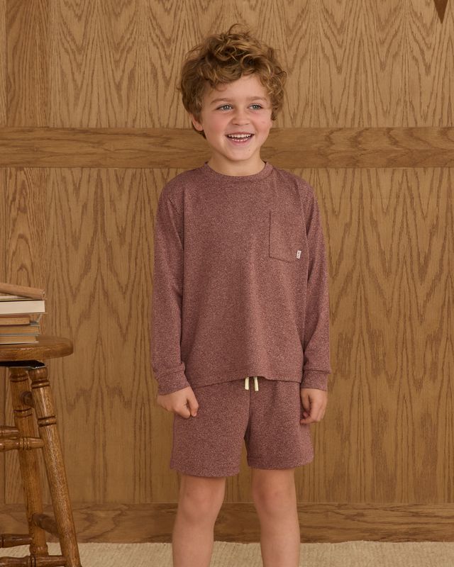 Rylee + Cru Play Long Sleeve Pocket Tee - Heathered Burgundy