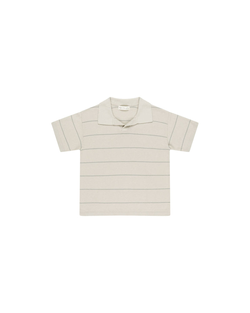 Rylee + Cru Chandler Knit Polo - Eucalyptus Stripe