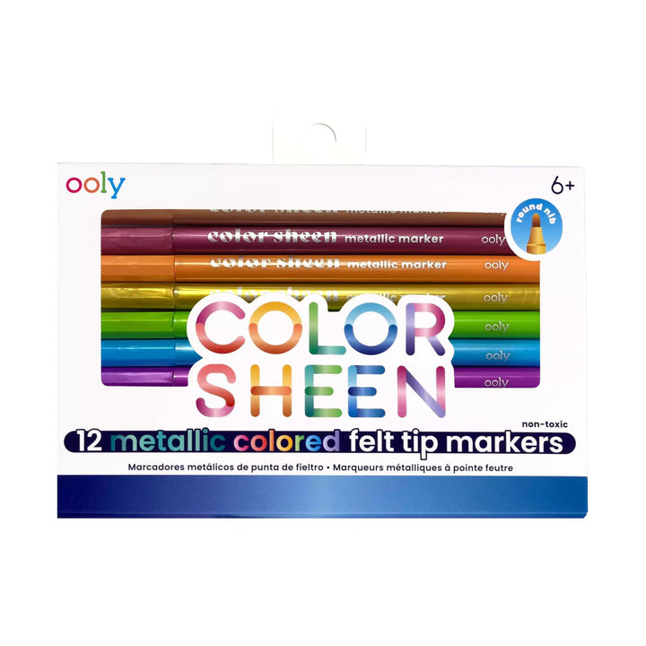 Ooly Color Sheen Metallic Colored Felt Tip Markers - Set of 12