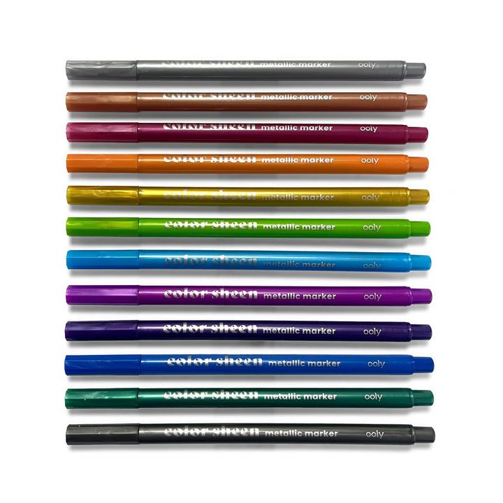 Ooly Color Sheen Metallic Colored Felt Tip Markers - Set of 12