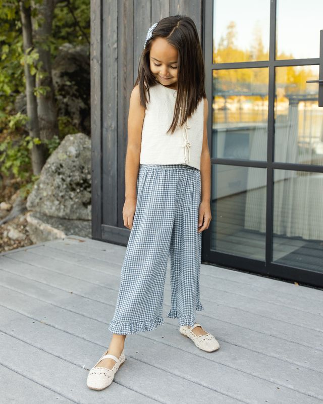 Rylee + Cru Wide Leg Pant - Marine Gingham