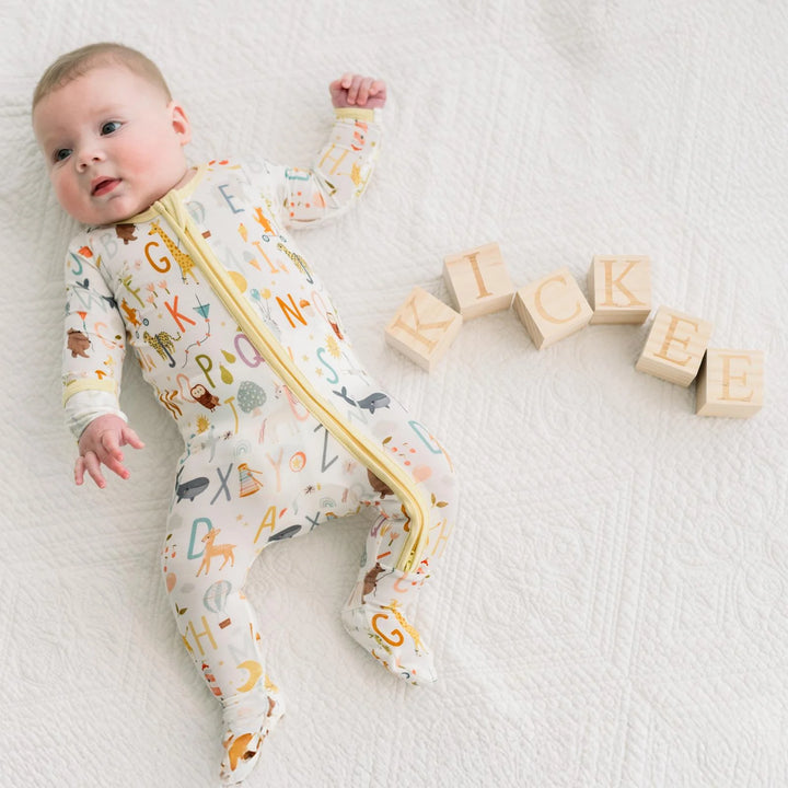 Kickeepants 2 Way Zipper Footie - Animal Alphabet