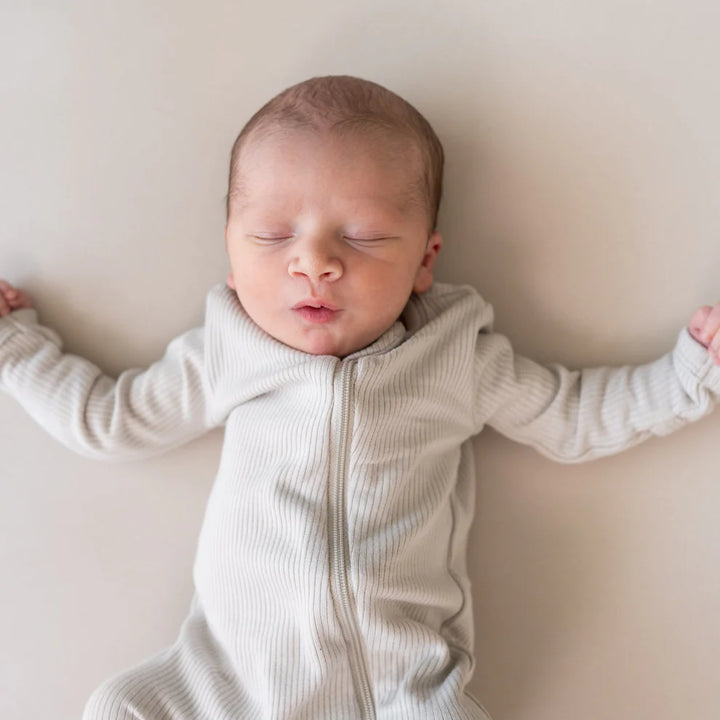 Kyte Baby Ribbed Zipper Romper - Oat