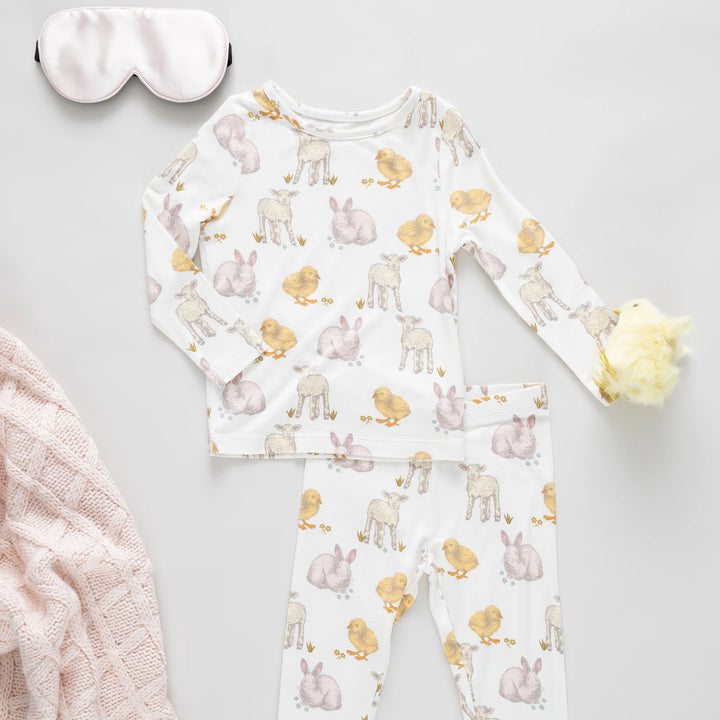Pink Chicken Bamboo PJ Set - Easter Friends