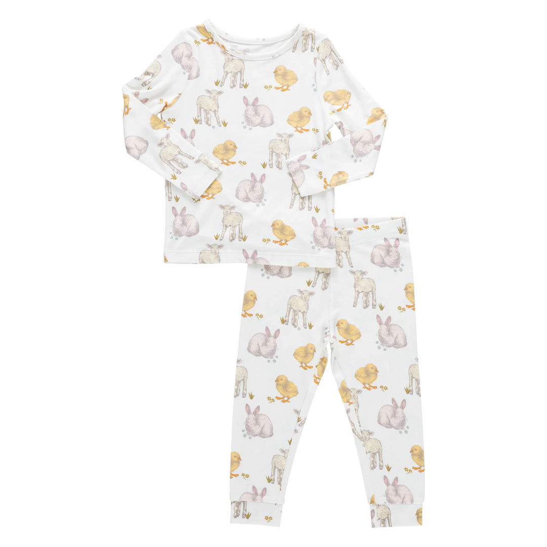 Pink Chicken Bamboo PJ Set - Easter Friends