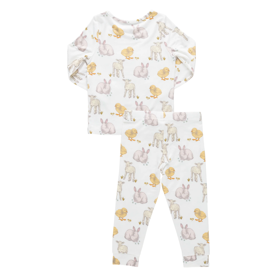Pink Chicken Bamboo PJ Set - Easter Friends