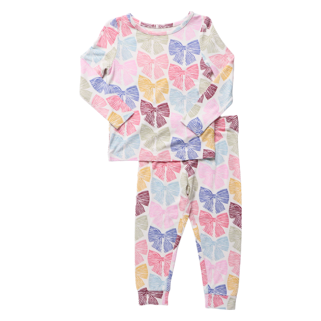 Pink Chicken Bamboo PJ Set - Bright Multi Bows