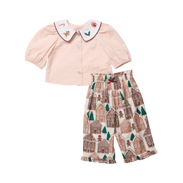 Pink Chicken Noelle 2 Piece Set - Gingerbread Houses