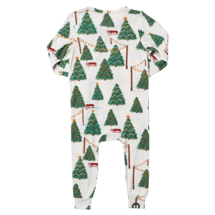 Pink Chicken Bamboo Romper - Christmas Tree Farm