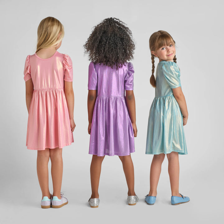 Pink Chicken Lame Laurie Dress - Ice Blue