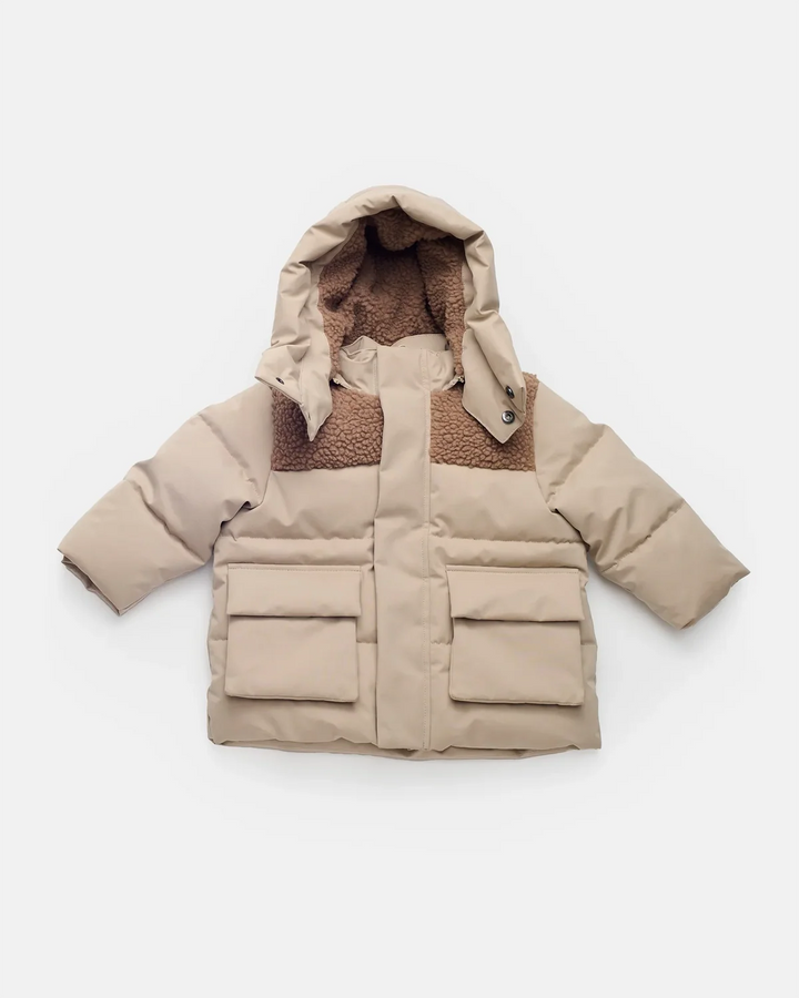 7AM Enfant Puffer Jacket Benji Appliqué - Oat/Cacao