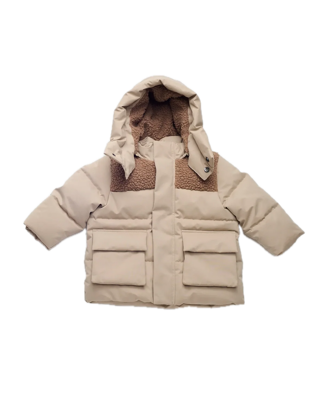 7AM Enfant Puffer Jacket Benji Appliqué - Oat/Cacao