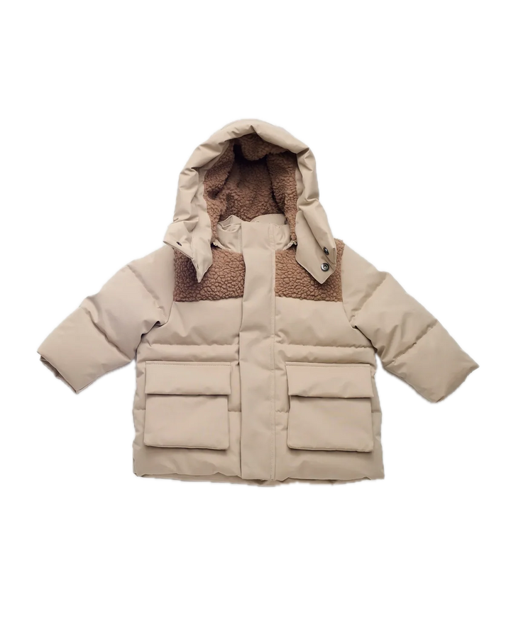 7AM Enfant Puffer Jacket Benji Appliqué - Oat/Cacao