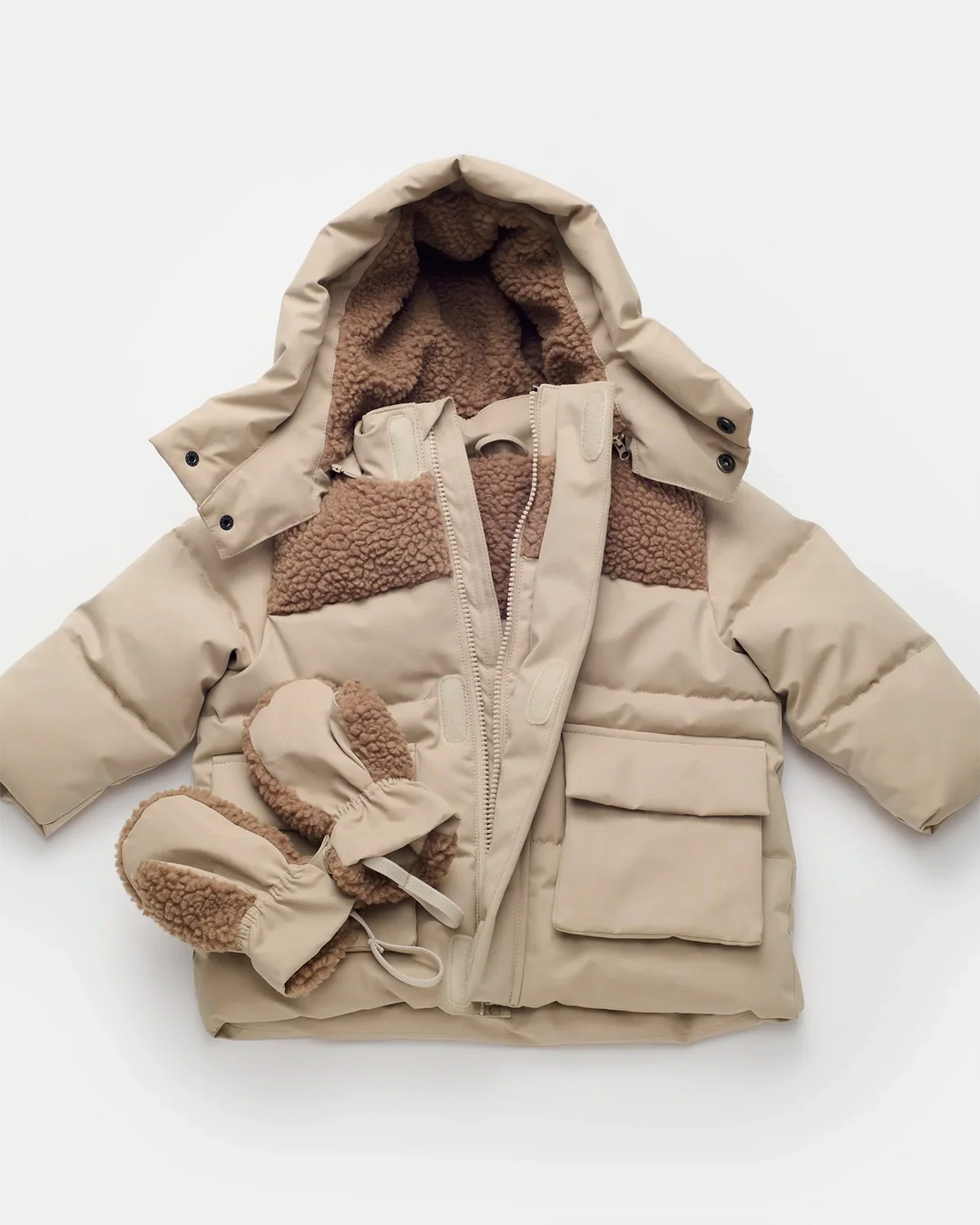 7AM Enfant Puffer Jacket Benji Appliqué - Oat/Cacao