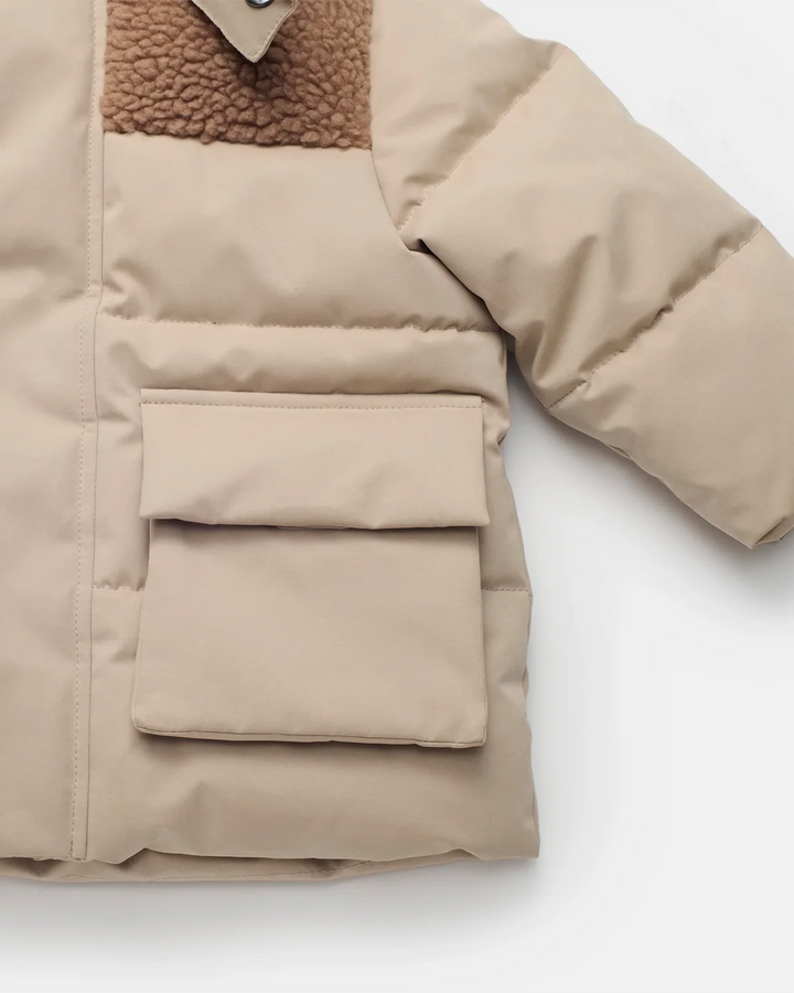7AM Enfant Puffer Jacket Benji Appliqué - Oat/Cacao