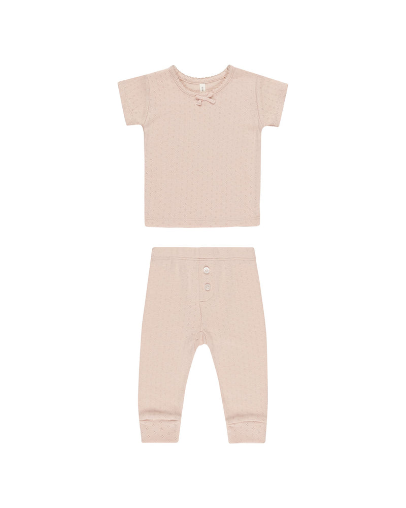 Quincy Mae Pointelle Tee + Legging - Melon